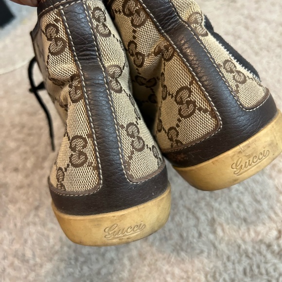 Gucci Posh Dog Women's Brown G G
Monogram High Top Sneakers - Picture 7 of 9